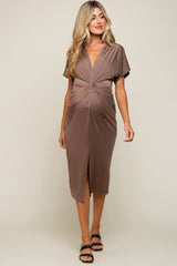 Mocha Twist Maternity Midi Dress