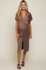 Mocha Twist Maternity Midi Dress