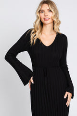 Black Ribbed Knit Maxi Dress