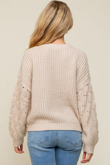 Beige Cable Knit Sleeve Maternity Sweater