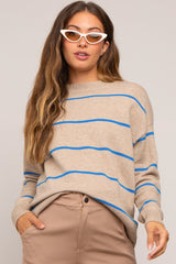 Taupe Striped Basic Maternity Sweater