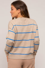 Taupe Striped Basic Maternity Sweater