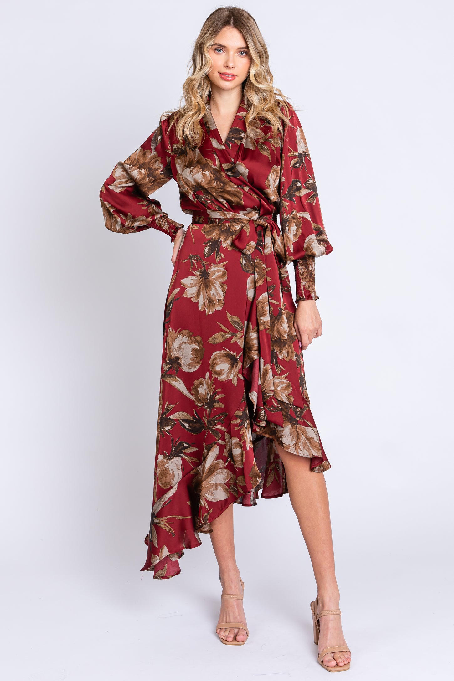 Flounce-trimmed Wrap Dress