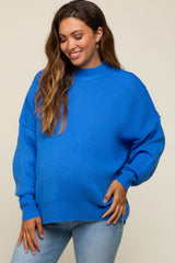 Royal Blue Mock Neck Maternity Sweater