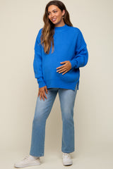 Royal Blue Mock Neck Maternity Sweater