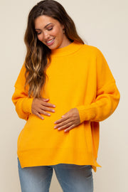 Orange Mock Neck Maternity Sweater