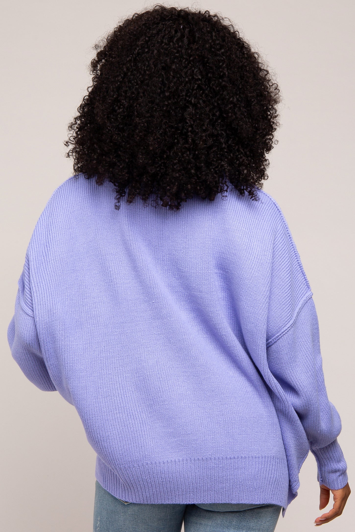 Purple Sequin Knit Mock Neck Maternity Sweater– PinkBlush