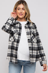 Black Plaid Button Down Maternity Flannel