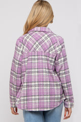 Lavender Plaid Button Down Maternity Flannel