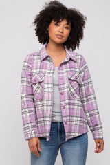 Lavender Plaid Button Down Flannel