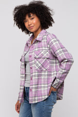 Lavender Plaid Button Down Flannel