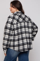 Black Plaid Button Down Plus Maternity Flannel