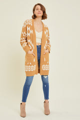 Gold Print Fuzzy Maternity Cardigan