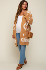 Gold Print Fuzzy Maternity Cardigan