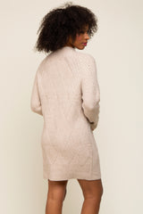 Beige Knit Long Sleeve Sweater Dress