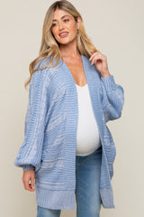 Blue Knit Maternity Cardigan