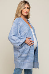 Blue Knit Maternity Cardigan