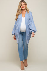 Blue Knit Maternity Cardigan