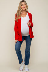 Red Cuff Sleeve Maternity Cardigan