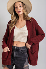 Burgundy Cuff Sleeve Maternity Cardigan