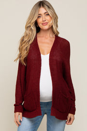 Burgundy Cuff Sleeve Maternity Cardigan