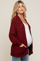 Burgundy Cuff Sleeve Maternity Cardigan