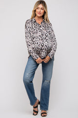 Black Abstract Animal Print Maternity Blouse