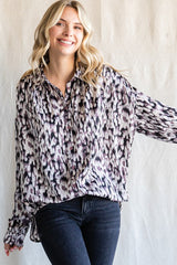 Black Abstract Animal Print Maternity Blouse