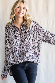 Black Abstract Animal Print Blouse