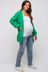 Green Chunky Knit Oversized Maternity Cardigan