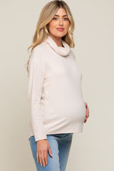 Cream Turtleneck Long Sleeve Maternity Top