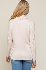 Cream Turtleneck Long Sleeve Maternity Top