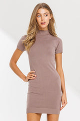 Mocha Knit Mock Neck Fitted Maternity Dress