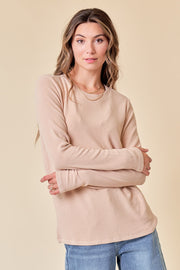 Beige Soft Knit Long Sleeve Top