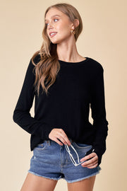 Black Soft Knit Long Sleeve Top