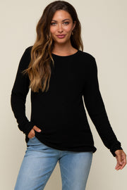 Black Soft Knit Long Sleeve Maternity Top