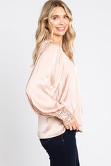 Light Pink Satin Sequin Cuff Blouse