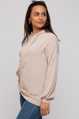 Taupe Ribbed Hooded Top