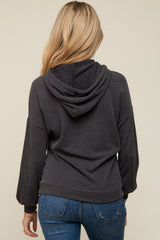 Charcoal Ribbed Hooded Maternity Top