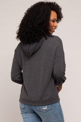 Charcoal Ribbed Hooded Top