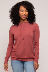 Burgundy Soft Knit Pullover Hoodie