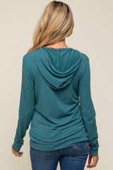 Teal Soft Knit Maternity Pullover Hoodie