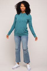 Teal Soft Knit Pullover Hoodie