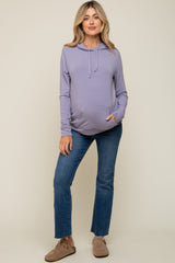 Lavender Soft Knit Maternity Pullover Hoodie