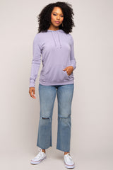 Lavender Soft Knit Maternity Pullover Hoodie