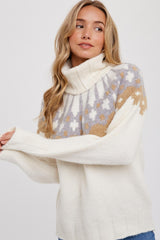 Cream Turtleneck Fair Isle Maternity Sweater