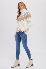 Cream Turtleneck Fair Isle Sweater