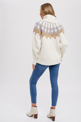 Cream Turtleneck Fair Isle Sweater