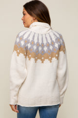 Cream Turtleneck Fair Isle Maternity Sweater