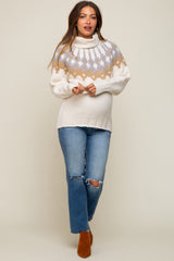 Cream Turtleneck Fair Isle Maternity Sweater